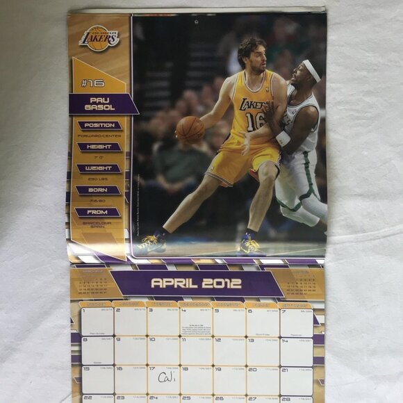 2012 LOS ANGELES LAKERS 12 x 12 WALL CALENDAR - Picture 7 of 12